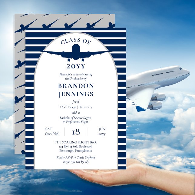 Invitation Airline Pilot Flight School College Graduation (Airline Pilot Flight School College Graduation Invitation - Print | Digital Download)