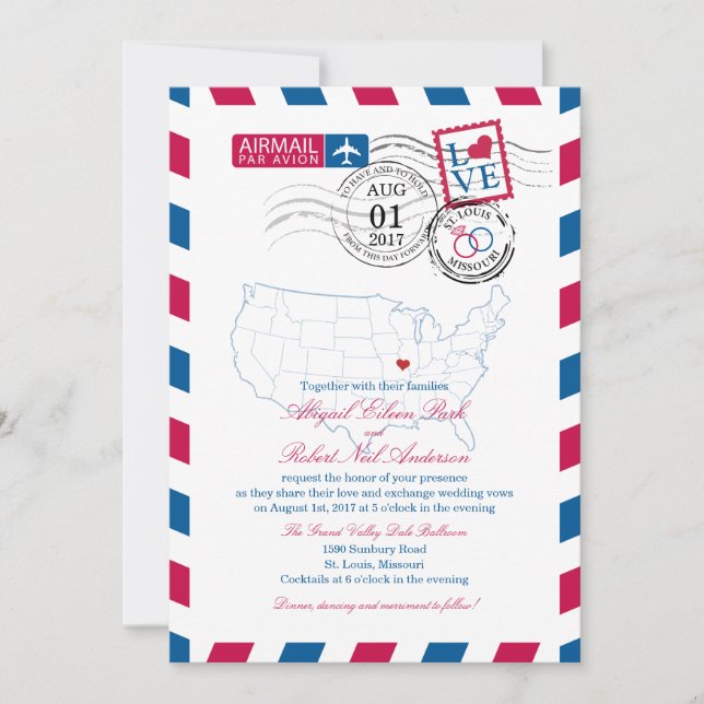 Invitation Airmail Missouri Mariage (Devant)