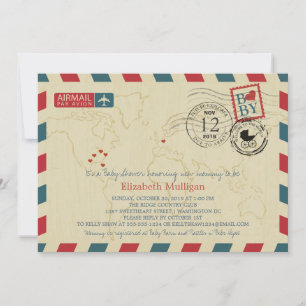 Invitation Airmail Washington DC / Allemagne Baby shower