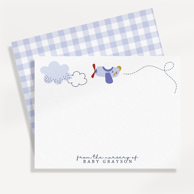 Invitation Airplane Baby Boy Nursery Note Card (Créateur téléchargé)