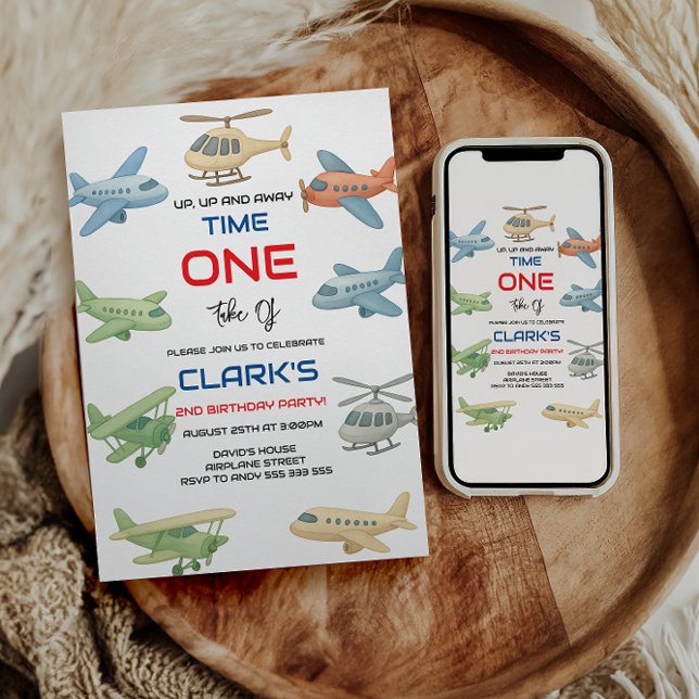 Invitation Airplane Boy 1st Birthday | Fun Sky Theme Party (Créateur téléchargé)