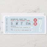 Invitation Airplane ticket boarding pass kids birthday party<br><div class="desc">Ready for takeoff! This airline ticket shape and themed invitation is perfect for your little airplane enthusiast's party. With light blue stripes,  red and black text,  a spot for custom age and initial,  this sets the tone for a fun birthday celebration.</div>