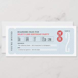 Invitation Airplane ticket boarding pass kids birthday party