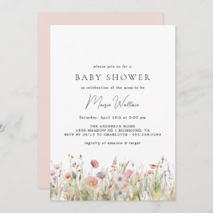 Invitation Airy Garden   Baby shower de fille à ressort rose