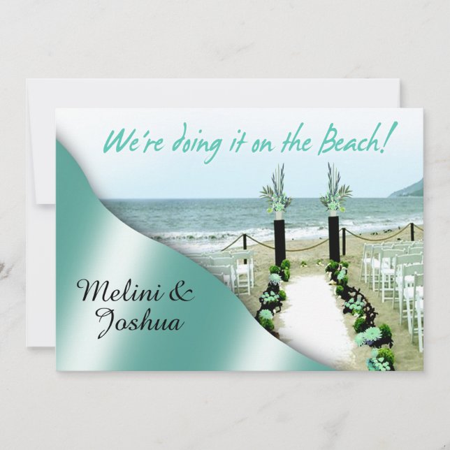 Invitation Aisle Aqua Lucite Green Beach Wedding (Devant)