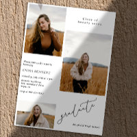 Ajouter 3 Photo Modern Script Graduation Invitatio