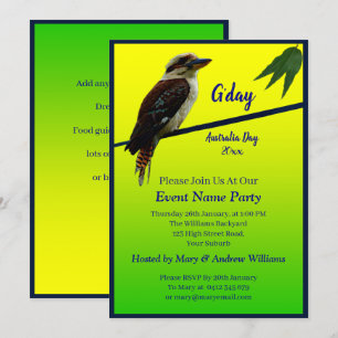 Invitation Ajouter du texte d'année, Kookaburra Fête australi