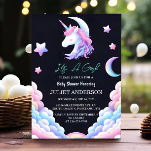 Invitation Ajouter Glow Space Royal Pony Unicorn Baby Girl Do