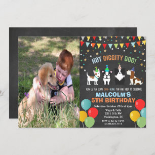 Invitation AJOUTER LA PHOTO - Chien Chiot Anniversaire Chalk 