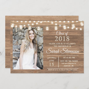 Invitation AJOUTER LA PHOTO - Graduation Mason Jar Lights Inv