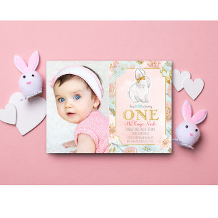 Invitation AJOUTER LA PHOTO - Quelques Bunny 1er Anniversaire