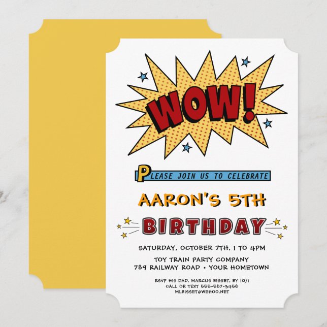 Invitation Ajouter le nom 5TH ou n'importe quel âge Anniversa (Devant / Derrière)