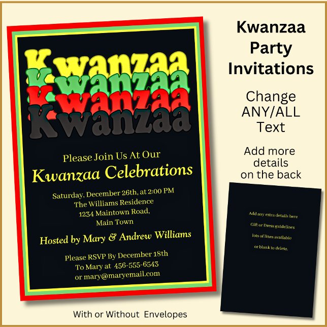 Invitation Ajouter le nom Date Détails Kwanzaa Party Invitati (Créateur téléchargé)