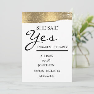 Invitation Ajouter Le Nom Elle A Dit Oui Parties scintillant