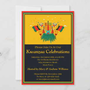 Invitation Ajouter Nom Détails Date Kwanzaa Bougies Fête des 