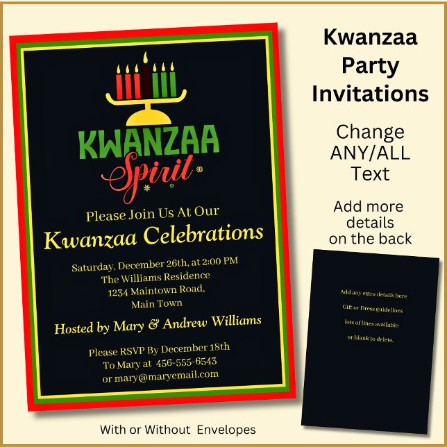 Invitation Ajouter Nom Détails Date Kwanzaa Spirit Candles Pa (Créateur téléchargé)