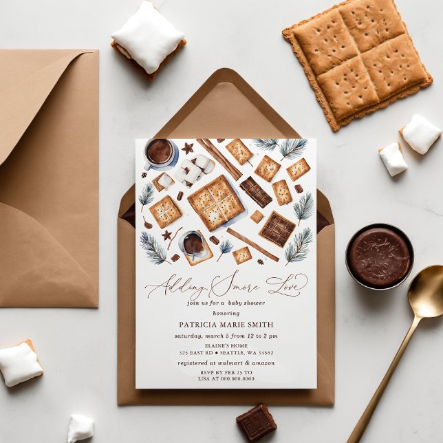 Invitation Ajouter S'More Love Baby shower neutre (Adding S'More Love Gender Neutral Baby Shower Invitation)