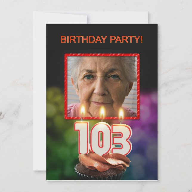 Invitation Ajouter une photo, 103e fête d'anniversaire Invita (Devant)