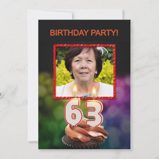 Invitation Ajouter une photo, 63e fête d'anniversaire Invitat (Devant)