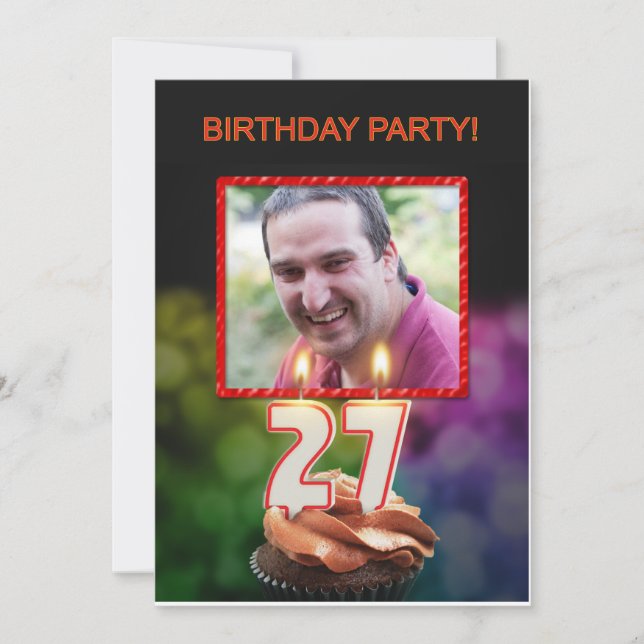 Invitation Ajouter une photo, fête du 27e anniversaire Invita (Devant)