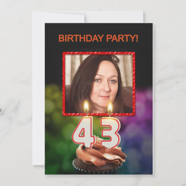Invitation Ajouter une photo, fête du 43e anniversaire Invita (Devant)