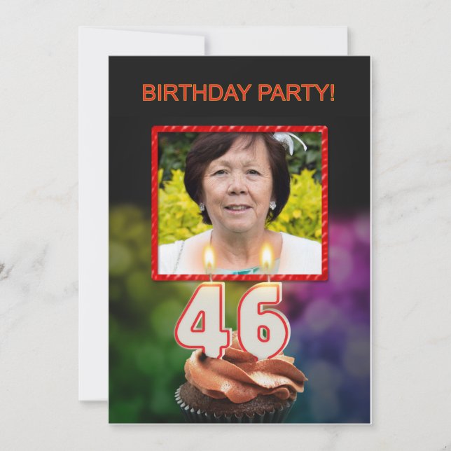 Invitation Ajouter une photo, fête du 46e anniversaire Invita (Devant)