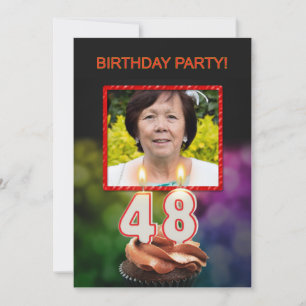 Invitation Ajouter une photo, fête du 48e anniversaire Invita