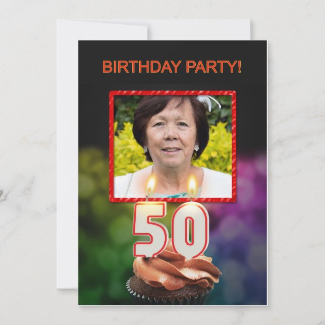 Invitation Ajouter une photo, fête du 50e anniversaire Invita (Devant)