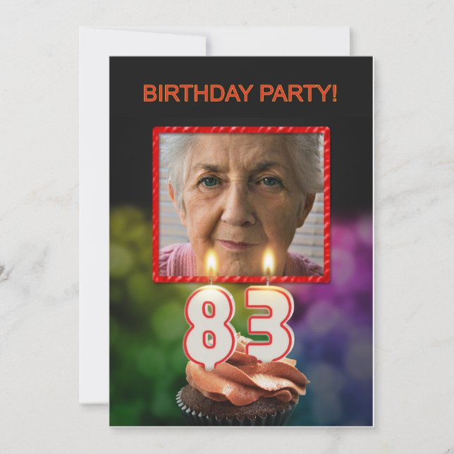 Invitation Ajouter une photo, fête du 83e anniversaire Invita (Devant)