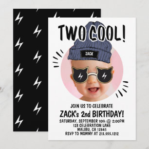 Invitation Ajouter une photo moderne Enfants 2e anniversair