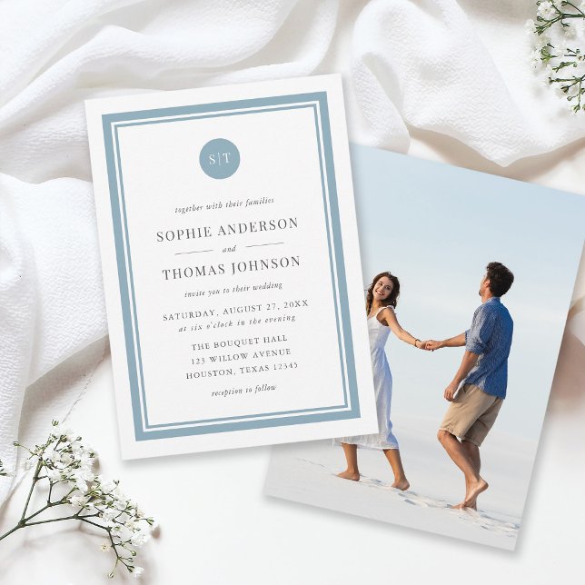 Invitation Ajouter une photo Monogramme rond de couleur modif (Créateur téléchargé)