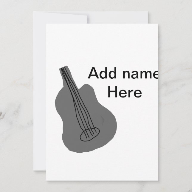 Invitation Ajouter votre nom texte brun acoustique guitare éd (Devant)