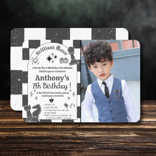 Invitation Ajouter votre photo Tournoi d'échecs Anniversaire 