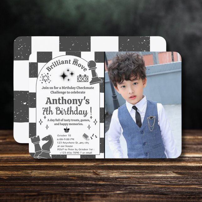 Invitation Ajouter votre photo Tournoi d'échecs Anniversaire  (Créateur téléchargé)