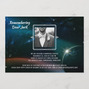 Invitation Ajouter votre propre photo Memorial Galaxy Stars P