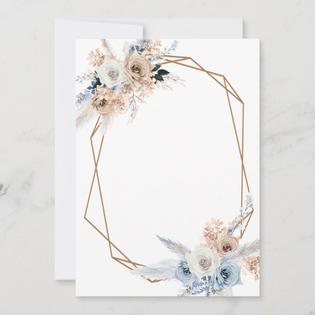 Invitation ajouter votre propre texte pampass bleu poussiéreu (Devant)