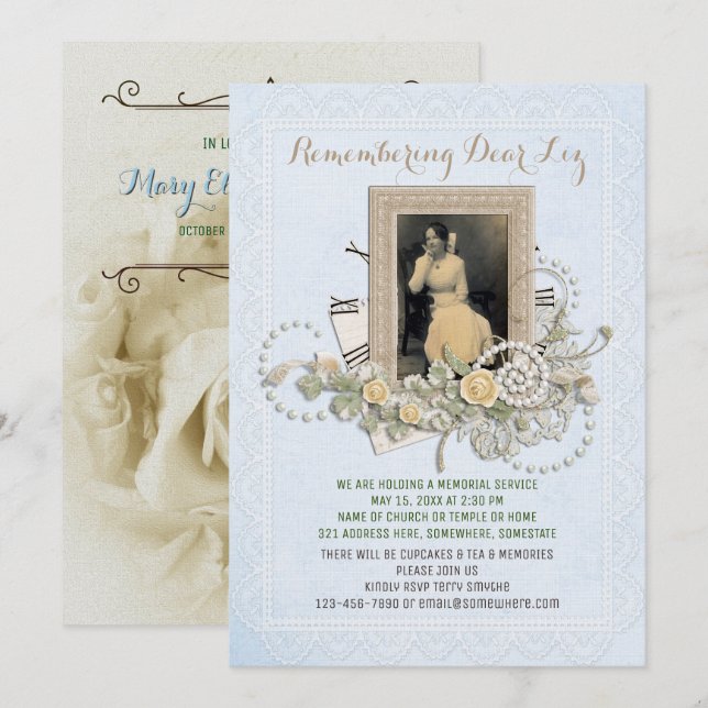 Invitation Ajoutez vos propres perles de roses de cérémonie (Devant / Derrière)