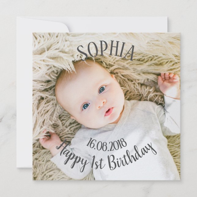 Invitation Ajoutez votre propre photo First Birthday Party (Devant)