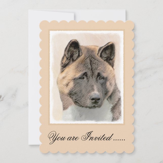 Invitation Akita Peinture - Cute Original Chien Art (Devant)