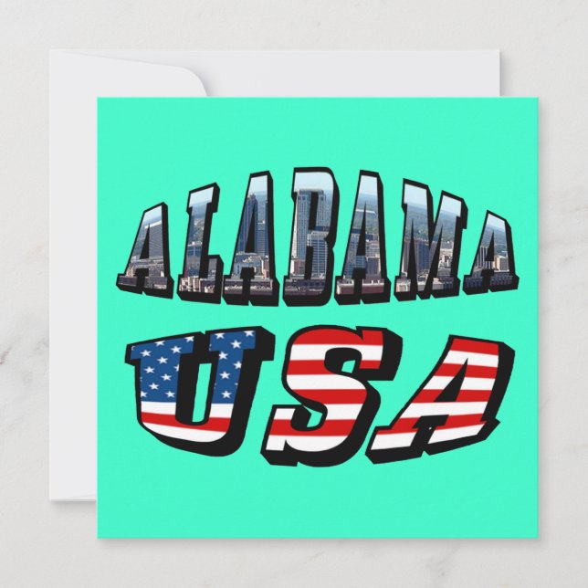 Invitation Alabama Photo et USA Flag Font (Devant)