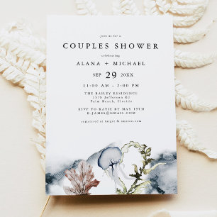 Invitation ALANA Tropical Ocean Coral Beach Couples Douche
