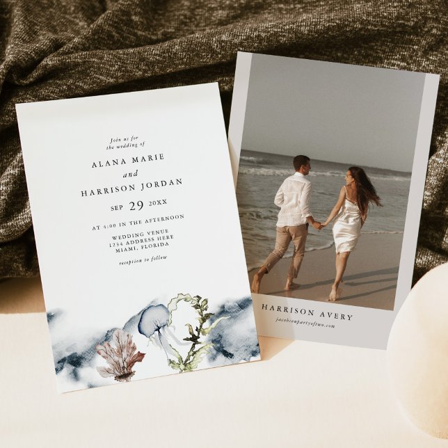 Invitation ALANA Tropical Ocean Coral Jelly Fish Beach Photo (Créateur téléchargé)