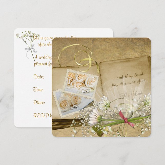 Invitation Album Vintage Fête des mariées (Devant / Derrière)