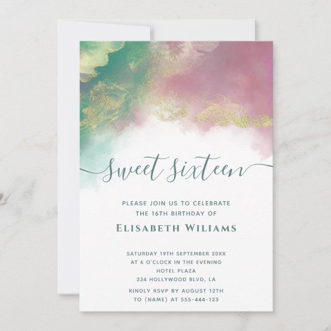 Invitation alcool Abstrait encre or script moderne invitat (Devant)