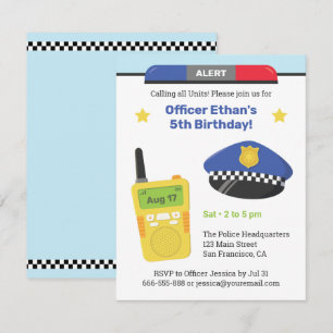 Invitation Alert Walkie Talkie Police Enfants Fête d'annivers
