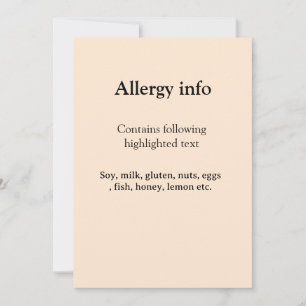 Invitation Alerte d'allergie alimentaire ajouter le nom du te
