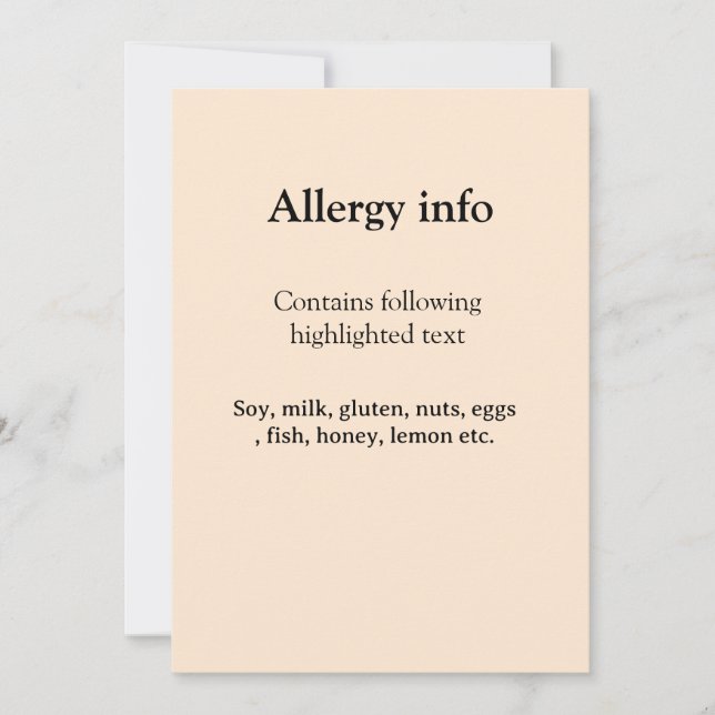 Invitation Alerte d'allergie alimentaire ajouter le nom du te (Devant)