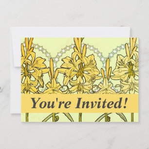 Invitation Alfonse Mucha Art Nouveau Lily motif floral