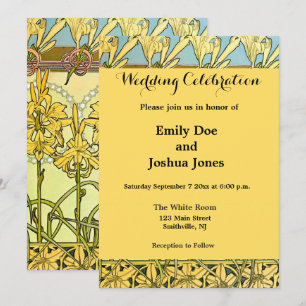 Invitation Alfonse Mucha Art Nouveau Lily motif floral