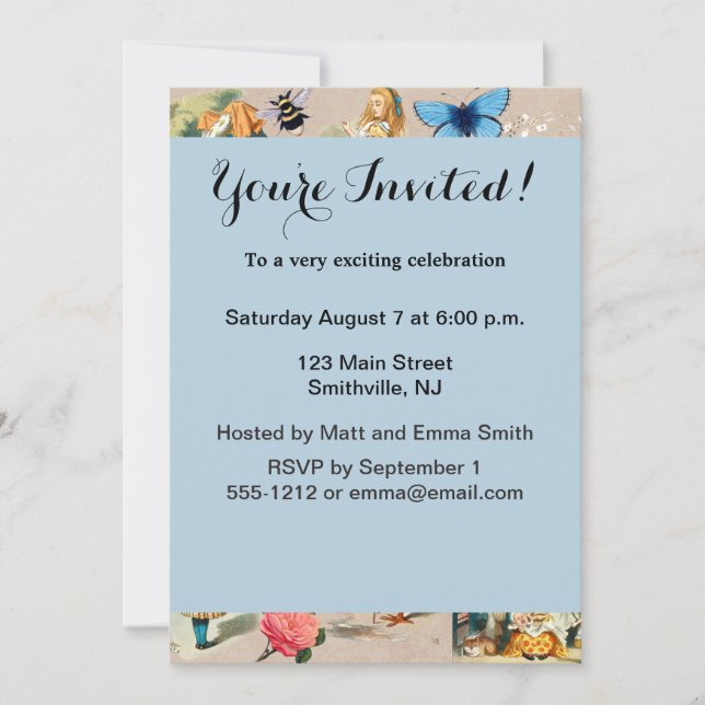 Invitation Alice à Wonderland Cheshire Cat Characters (Devant)